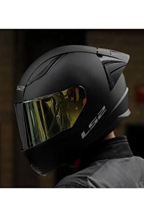 Rapıd 2 Race Mat Siyah Fullface Motosiklet Kaskı Gold Camlı