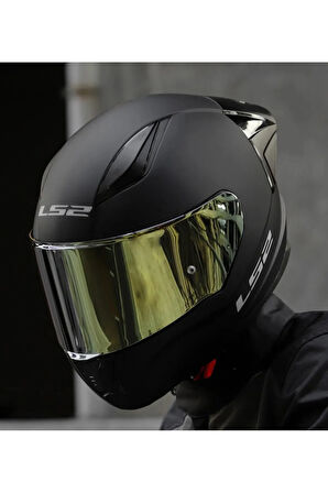 Rapıd 2 Race Mat Siyah Fullface Motosiklet Kaskı Gold Camlı