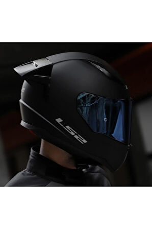 Rapıd 2 Race Mat Siyah Fullface Motosiklet Kaskı Mavi Camlı