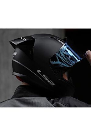 Rapıd 2 Race Mat Siyah Fullface Motosiklet Kaskı Mavi Camlı