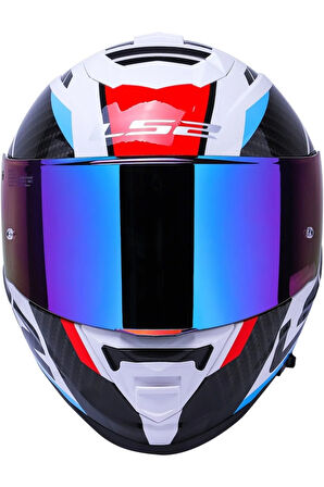 Storm 2 Racer Beyaz Kapalı Motosiklet Kaskı Gökkuşağı Camlı