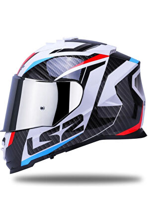 Storm 2 Racer Beyaz Kapalı Motosiklet Kaskı Gri Camlı