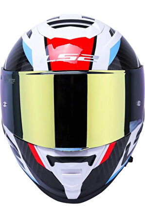 Storm 2 Racer Beyaz Kapalı Motosiklet Kaskı Gold Camlı