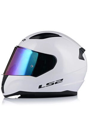 Rapıd 2 Beyaz Fullface Motosiklet Kaskı Gökkuşağı Camlı