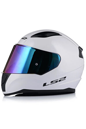 Rapıd 2 Beyaz Fullface Motosiklet Kaskı Gökkuşağı Camlı
