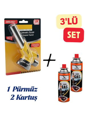 Çakmaklı Pürmüz DMX4661 - Kamp Piknik Mutfak Tipi Otomatik Ateş Tutuşturucu Pürmüz Başlık + 2 Kartuş