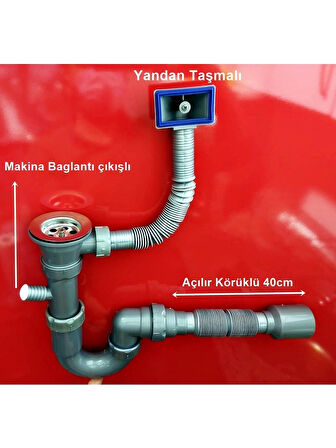 S'Lİ TAŞMALI EVYE SİFONU DİRSEKLİ FLEX TAHLİYE - DAMLA TAŞMALI