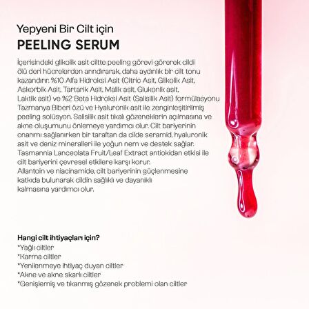 AHA & BHA Cilt Bakım Serumu 30 Ml - Canlandırıcı ve Cilt Tonu Eşitleyici Kırmızı Peeling