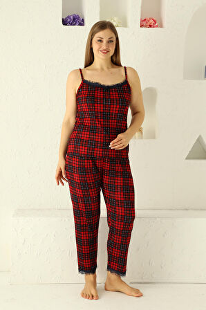 Sabahlıklı Dantel Detaylı Pegasus Kadın Pijama Takımı-Çeyizlik Takım- Geniş Beden Aralığı