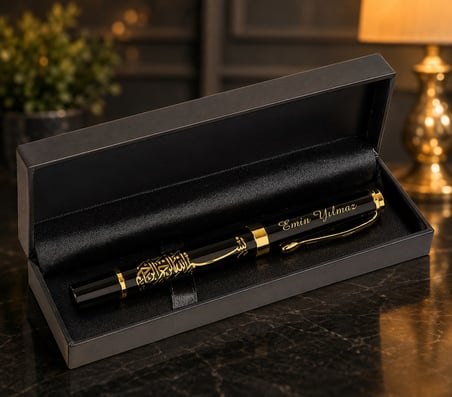 Özel İsme Özel Besmeleli Metal Roller Kalem ve Hediye Kutusu