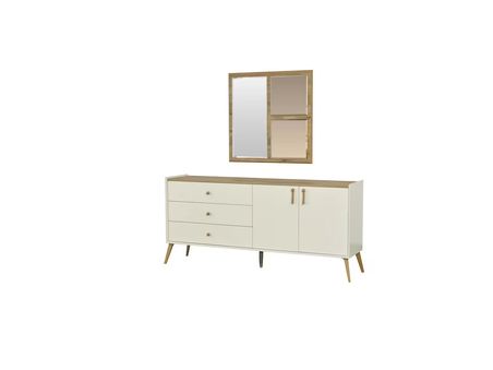 Dienni Terra Modern Konsol - 180 cm Genişlik - 3 Çekmeceli ve 2 Kapaklı Yemek Odası Şifonyeri - Çok Amaçlı Saklama Ünitesi