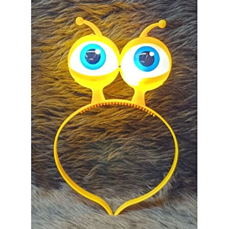 Led Işıklı & Pilli Uzaylı Göz Parti Tacı Sarı Renk