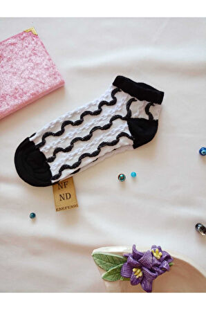 2 ÇİFT ÇORAP YUMUŞAK DİKİŞSİZ BURUN PAMUKLU KISA KONÇ DESENLİ PATİK ÇORABI 36-40