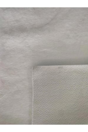 Babil Home Kaymaz Tabanli Kesme Rulo Halı Post Peluş Yolluk Beyaz