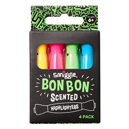 Smiggle – Bon Bon Şeker Kokulu Fosforlu Kalem Paketi X4