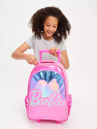 Smiggle - Barbie Çekçekli Işıklı Tekerlekli Çanta