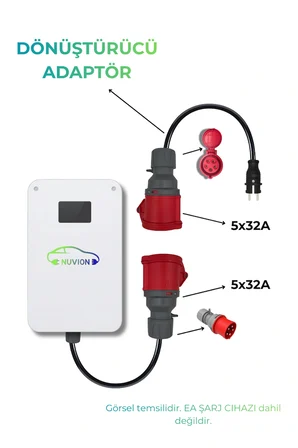Elektrikli Araç Dönüştürücü Adaptör 5/32A Priz- 1/16A Fiş (Boydan Uca 30 Cm Kablo)