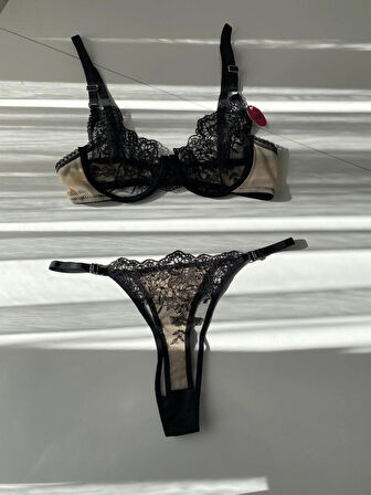 Kadın Balenli Dantelli Bralet Çeyiz İç Giyim Alt Üst Sütyen Takımı