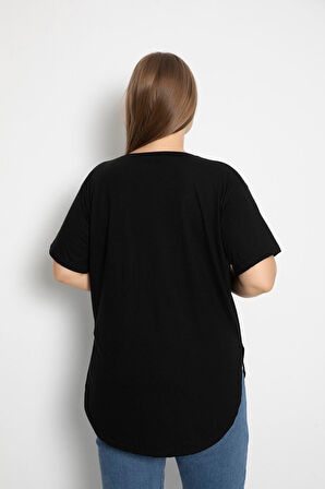 Kadın Büyük Beden Yırtmaçlı Tişört