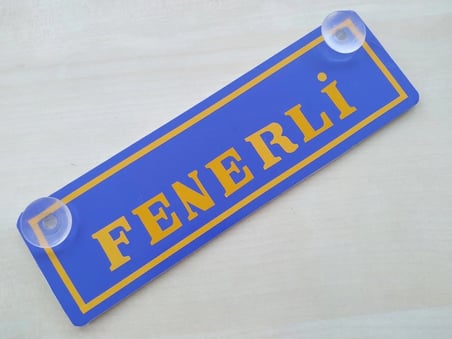 FENERLİ YAZILI (22x7,5cm) SARI LACİVERT vantuzlu Dekor Plaka, Dekor Plaka Levha