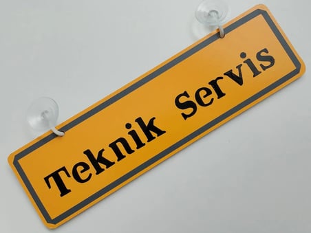 TEKNİK SERVİS YAZILI DEKOR SARI PLAKA (22x7.5cm) vantuzlu, Dekor Levha, DEKOR PLAKA