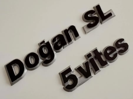 DOĞAN SL YAZISI 5VİTES YAZISI SET GRİ, DOĞAN SL 5 VİTES BAGAJ YAZISI, BAGAJ LOGOSU, BAGAJ ARMASI