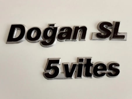 DOĞAN SL YAZISI 5VİTES YAZISI SET GRİ, DOĞAN SL 5 VİTES BAGAJ YAZISI, BAGAJ LOGOSU, BAGAJ ARMASI
