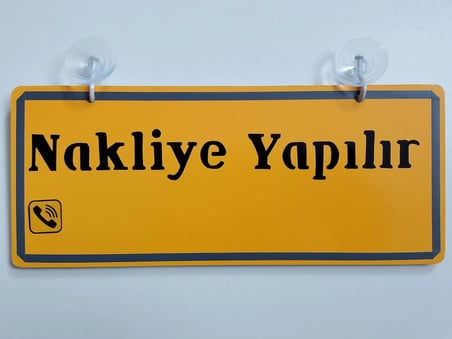 NAKLİYE YAPILIR YAZILI DEKOR SARI PLAKA (26x11CM) Vantuzlu, NAKLİYECİ DEKOR LEVHA, Dekor Plaka