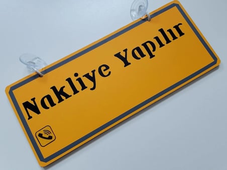 NAKLİYE YAPILIR YAZILI DEKOR SARI PLAKA (26x11CM) Vantuzlu, NAKLİYECİ DEKOR LEVHA, Dekor Plaka