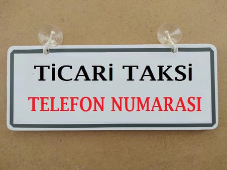 TİCARİ TAKSİ YAZILI Dekor Plaka Beyaz (26X11CM) Vantuzlu DEKOR LEVHA, ASMA TABELA