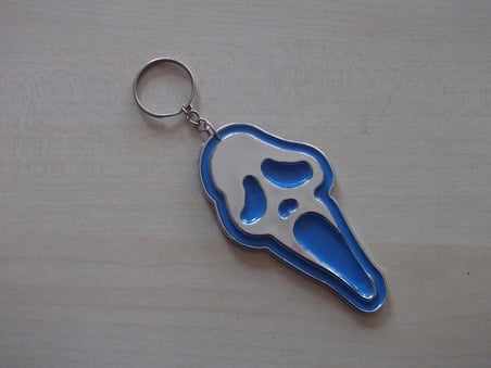Ghostface Anahtarlık Plastik 2 Adet- Mavi Renk Ghost Logo, Hayalet Maskot, Oto Anahtarlığı