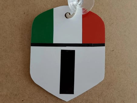 İTALYA VANTUZLU (2ADET) CAM SÜSÜ (10x7,5CM) I LOGOSU DEKOR LEVHA, ASMA SÜS