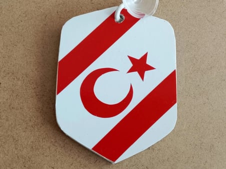 KUZEY KIBRIS BAYRAĞI (2 ADET) VANTUZLU CAM SÜSÜ (10X7,5CM) AZERBAYCAN Dekor Levha, Asma Süs