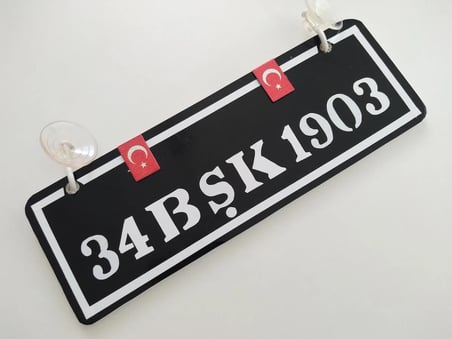 34 BŞK 1903 DEKOR PLAKA - kişiye özel (22x7,5cm) vantuzlu Dekor Levha