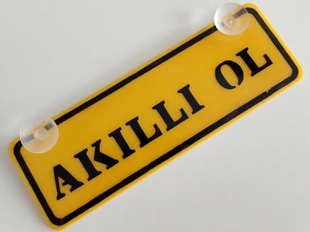  AKILLI OL YAZILI (2 ADET) DEKOR SARI PLAKA (22x7,5cm) vantuzlu Pleksi (Dekor Levha) DEKOR PLAKA