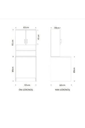 Deniz İki Kapaklı Çamaşır Makinesi Üstü Banyo Düzenleyici 2 Bölmeli Üst Dolaplı Çok Amaçlı Banyo Dolabı