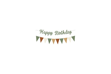Küf Yeşili Happy Birthday Kaligrafi Banner ve Düz Renk Flama Set