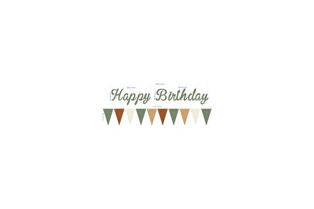 Küf Yeşili Happy Birthday Kaligrafi Banner ve Düz Renk Flama Set