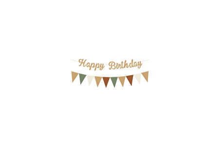 Sütlü Kahve Happy Birthday Kaligrafi Banner ve Düz Renk Flama Set