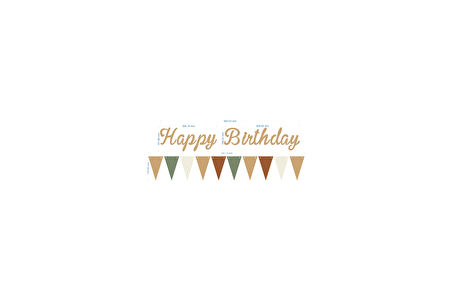 Sütlü Kahve Happy Birthday Kaligrafi Banner ve Düz Renk Flama Set