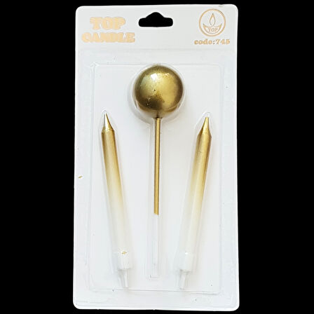 Altın Geçişli Toplu Çubuklu Pasta Mum 12 cm