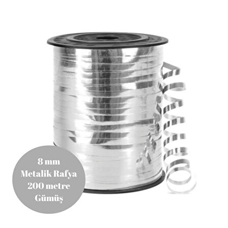 Rafya Metalik 8mm 200 metre Gümüş