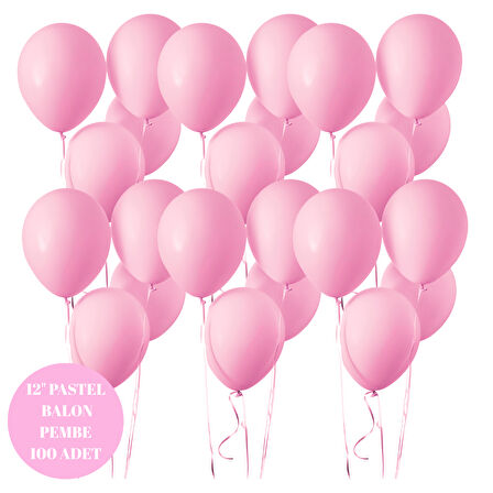 Pembe Pastel Balon 100 Adet 12 inç