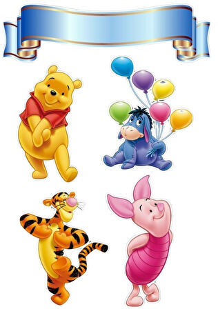 Yenilebilir Şekerli Kağıt Baskısı Cupcake ve Pasta Resim Baskı Winnie The Pooh Temalı 77
