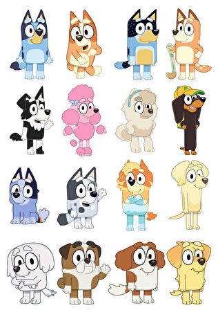 Yenilebilir Şekerli Kağıt Baskısı Cupcake ve Pasta Resim Baskı Bluey Temalı 100