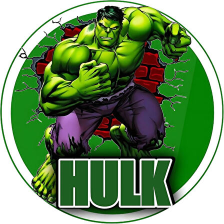 Yenilebilir Yuvarlak Pasta Resim Baskısı 20 cm Şekerli Kağıt Hulk Temalı 20
