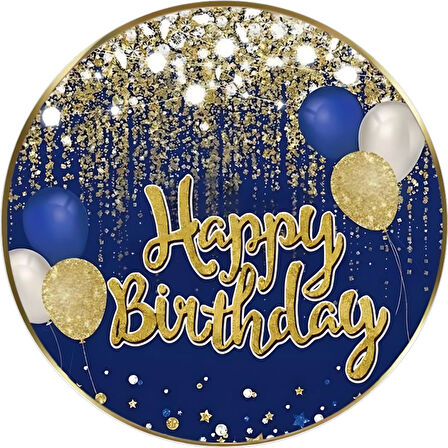 Yenilebilir Yuvarlak Pasta Resim Baskısı 20 cm Şekerli Kağıt Happy Birthday Temalı 73