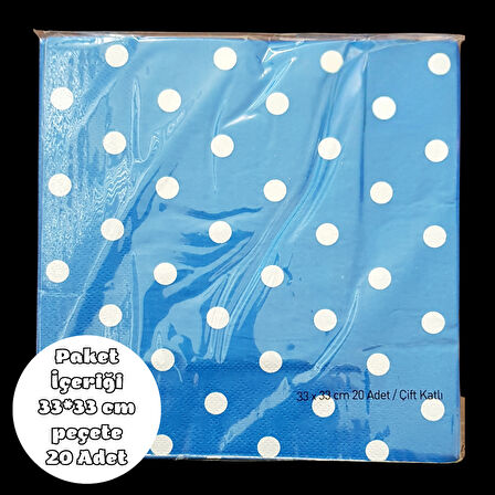 Koyu Mavi Beyaz Puanlı Peçete 33*33 cm 20 Adet