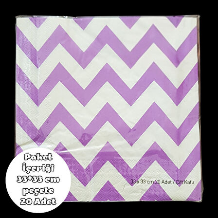 Mor Zigzag Peçete 33*33 cm 20 Adet