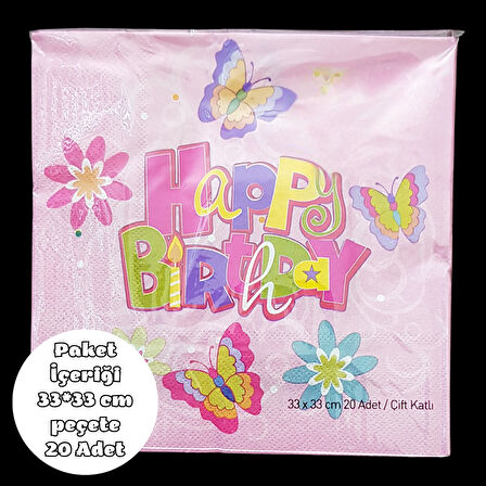 Happy Birthday Peçete 33*33 cm 20 Adet